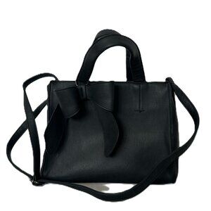 Very Soft Vegan Leather Handbag With Cute Bow and Removable Crossbody Strap